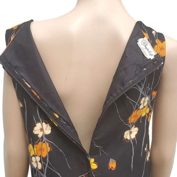 Vintage Black Shift Dress Big Print Snyder Craft California Women Size 6 8 - Picture 7 of 10